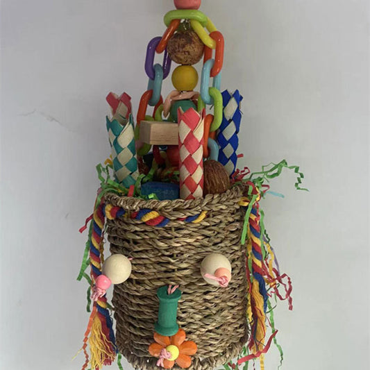 Large Parrot Halloween Shaped Chew Nut Colored Paper Grass Woven
