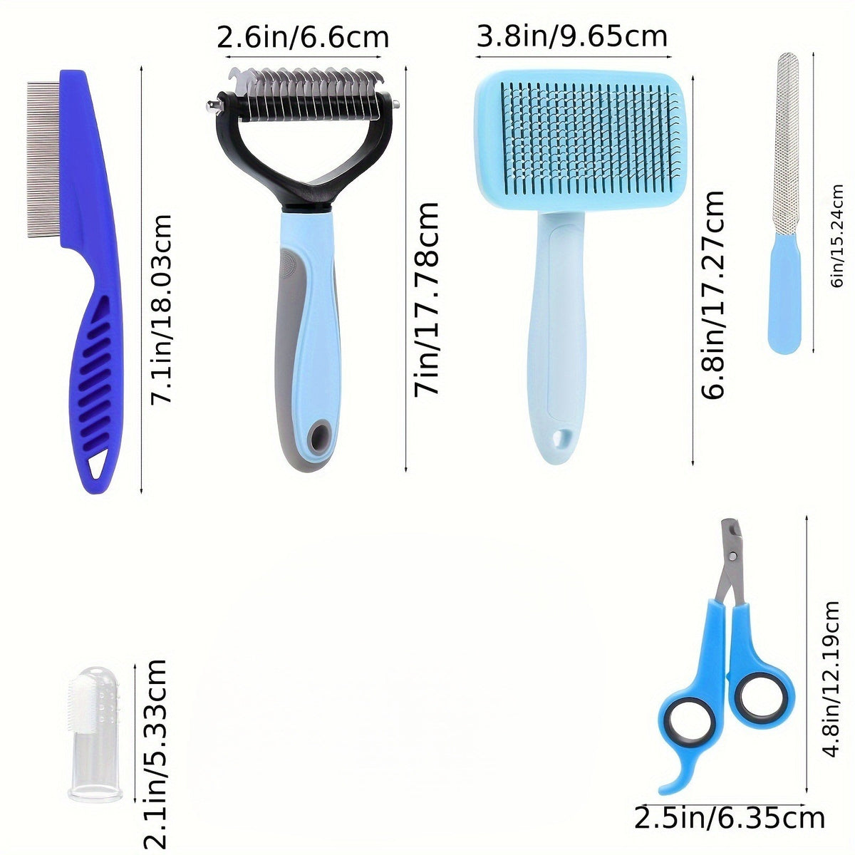 Pet Nail Clipper File Shedding Brush And Silicone Toothbrush Set