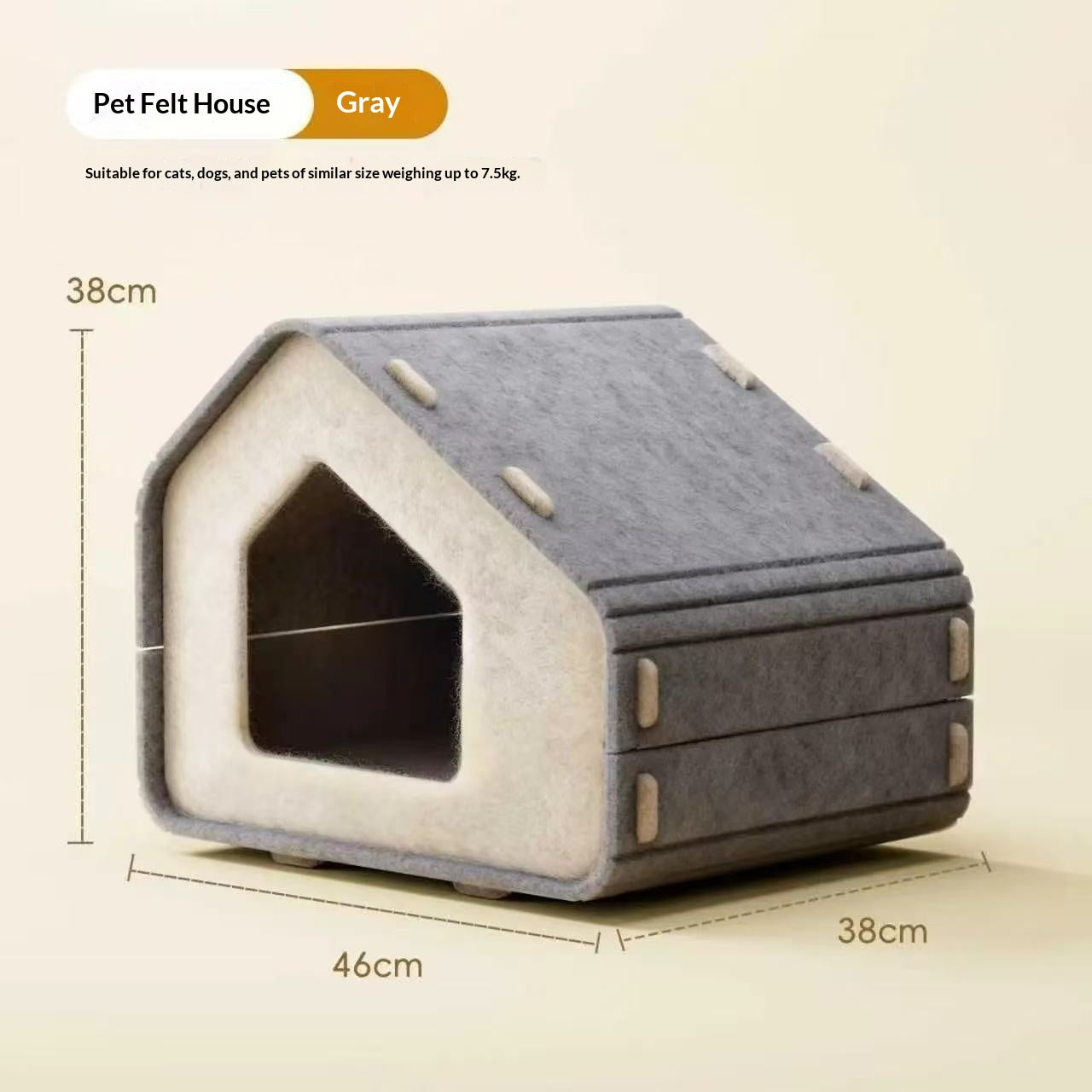 One-piece Thickened Felt Windproof Cat Bed With Scratching Post
