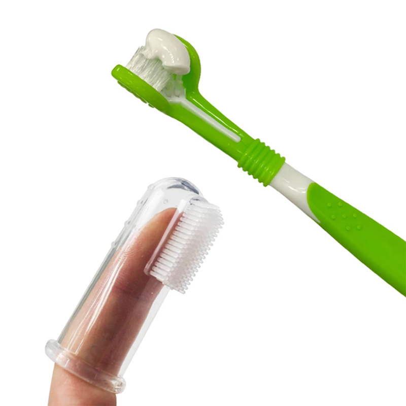 Pet Silicone Finger Toothbrush Dog Three-head