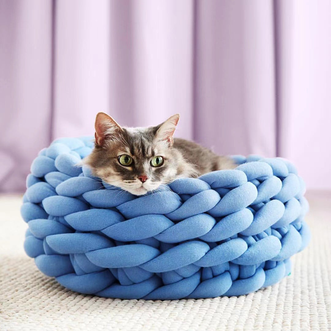 Cat House Cushion Soft Long Plush Warm Pet Mat Cute Kennel Sleeping