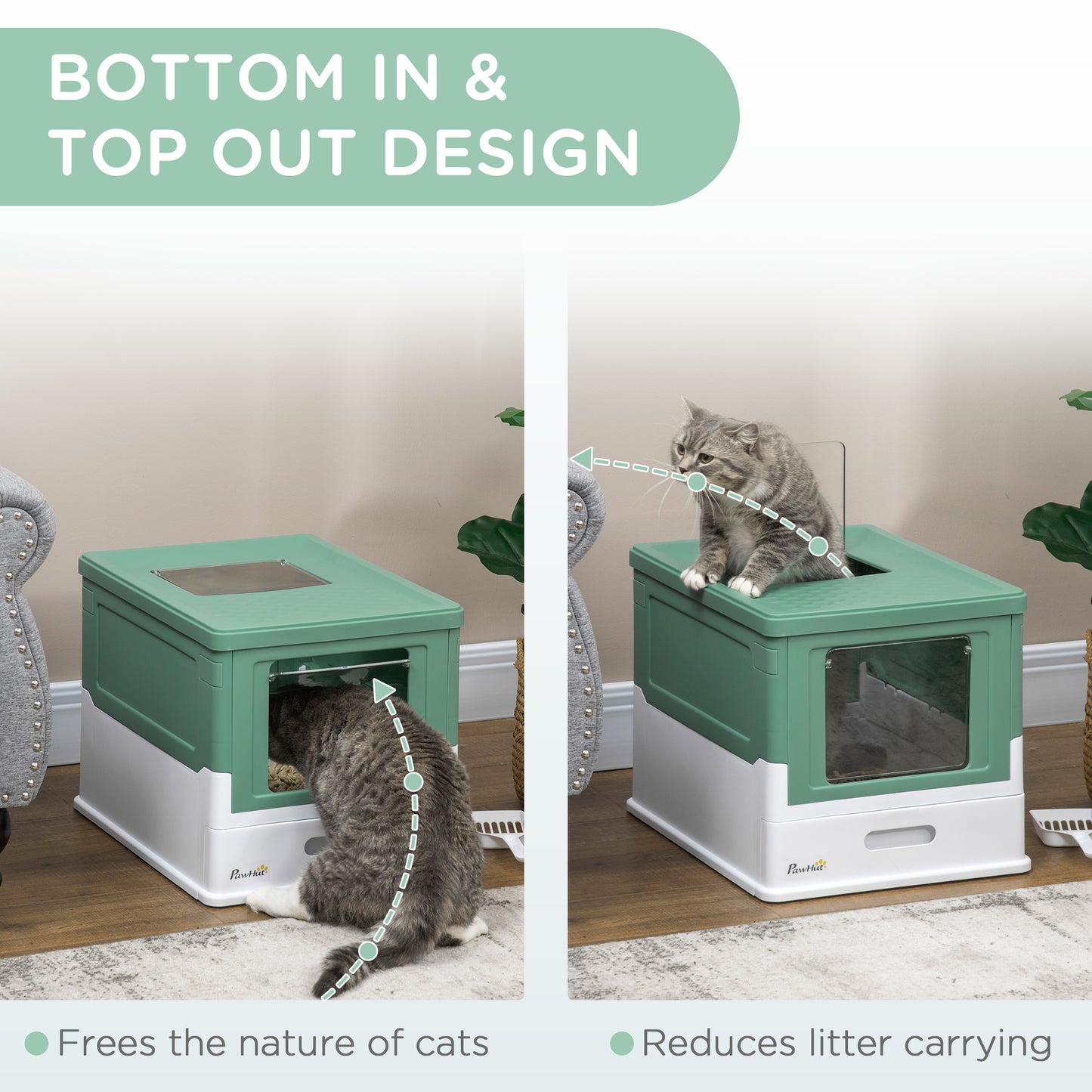 Fully Enclosed Cat Litter Box Portable Pet Toilet With Spoon Large