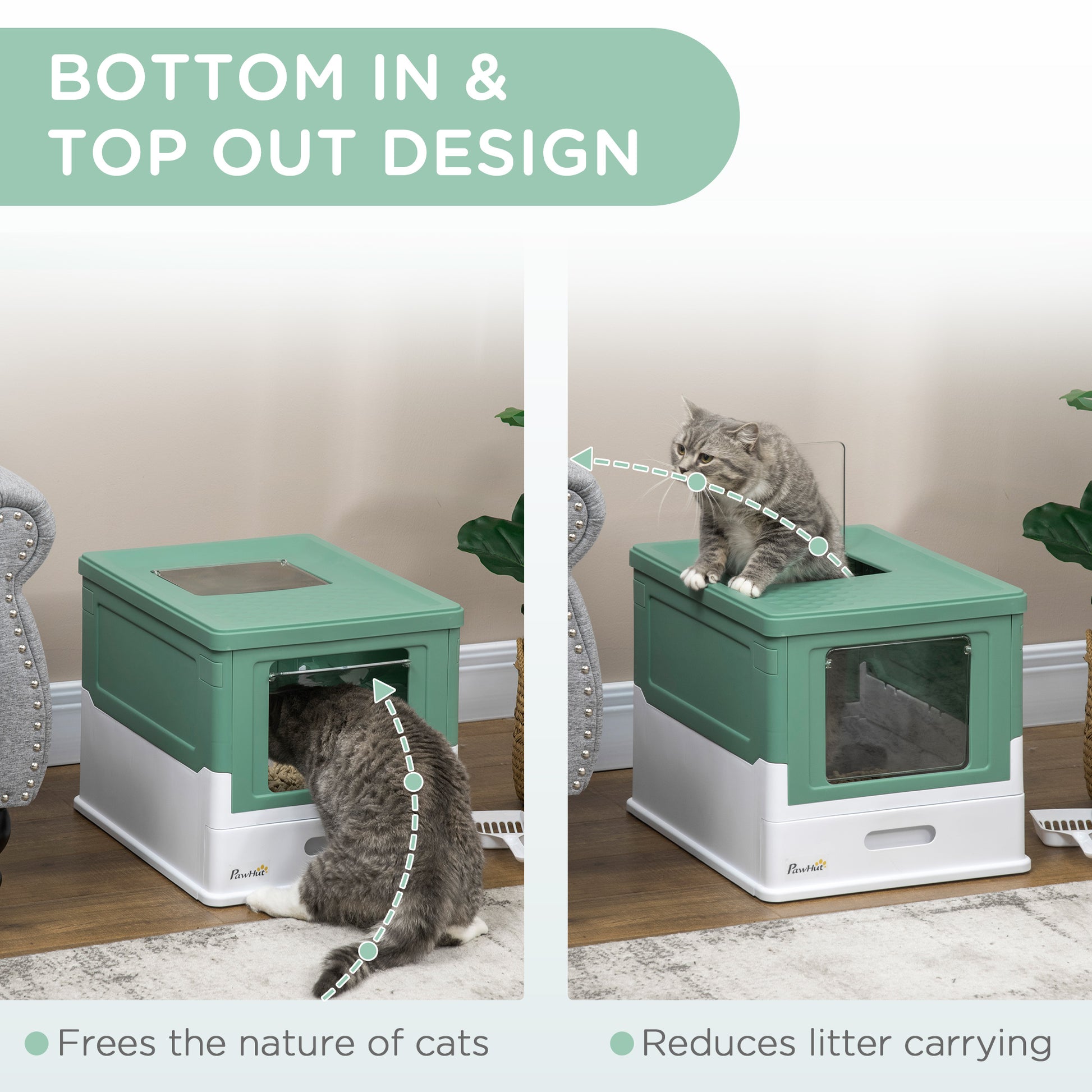 Fully Enclosed Cat Litter Box Portable Pet Toilet With Spoon Large