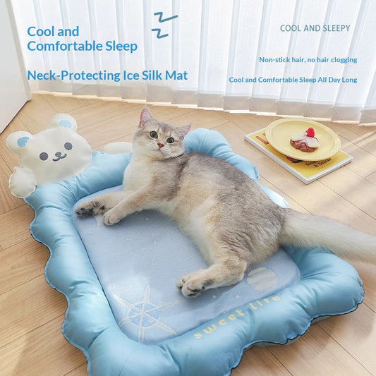 Summer Cooling Ice-silk Dog-shaped Mat For Sleeping