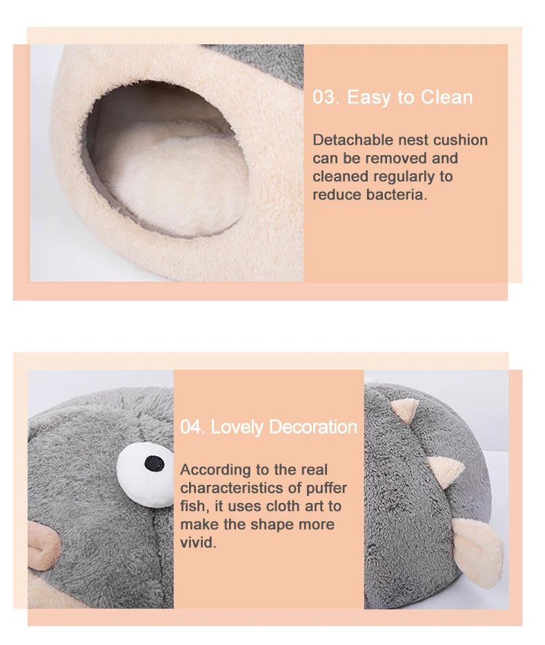 Cute Animal Cat Accessory Furniture Balloonfish-shaped Pet Mats