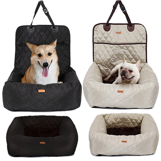 2-in-1 Pet Dog Carrier Folding Car Seat Pad Thickened Multi-purpose