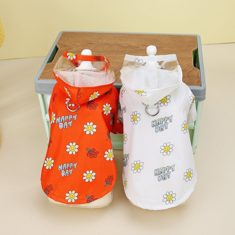 Dog Raincoat Pet Clothing Two Feet With Pull Ring Traction