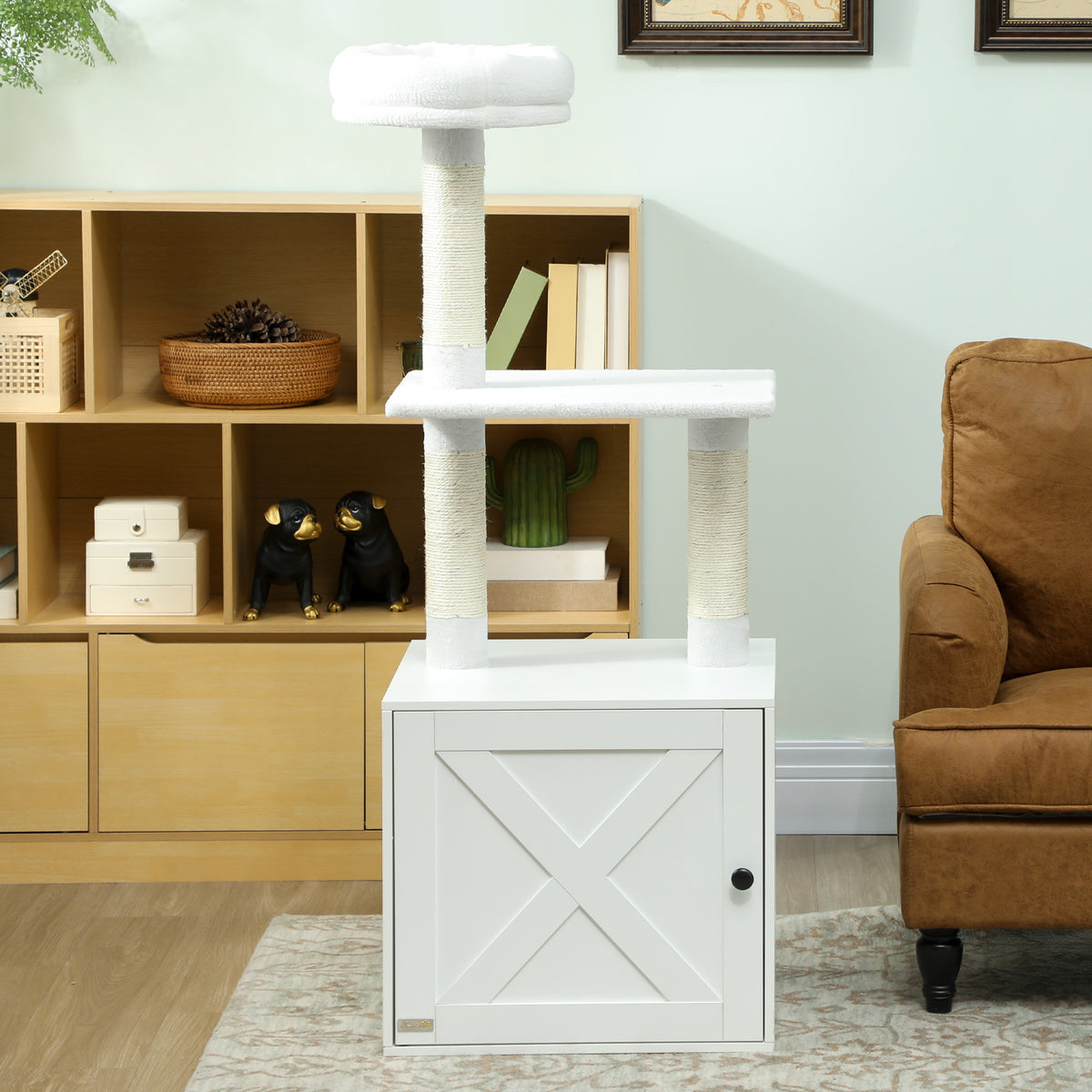 Cat Tree With Litter Box Enclosure Scratching Posts Bed Climbing