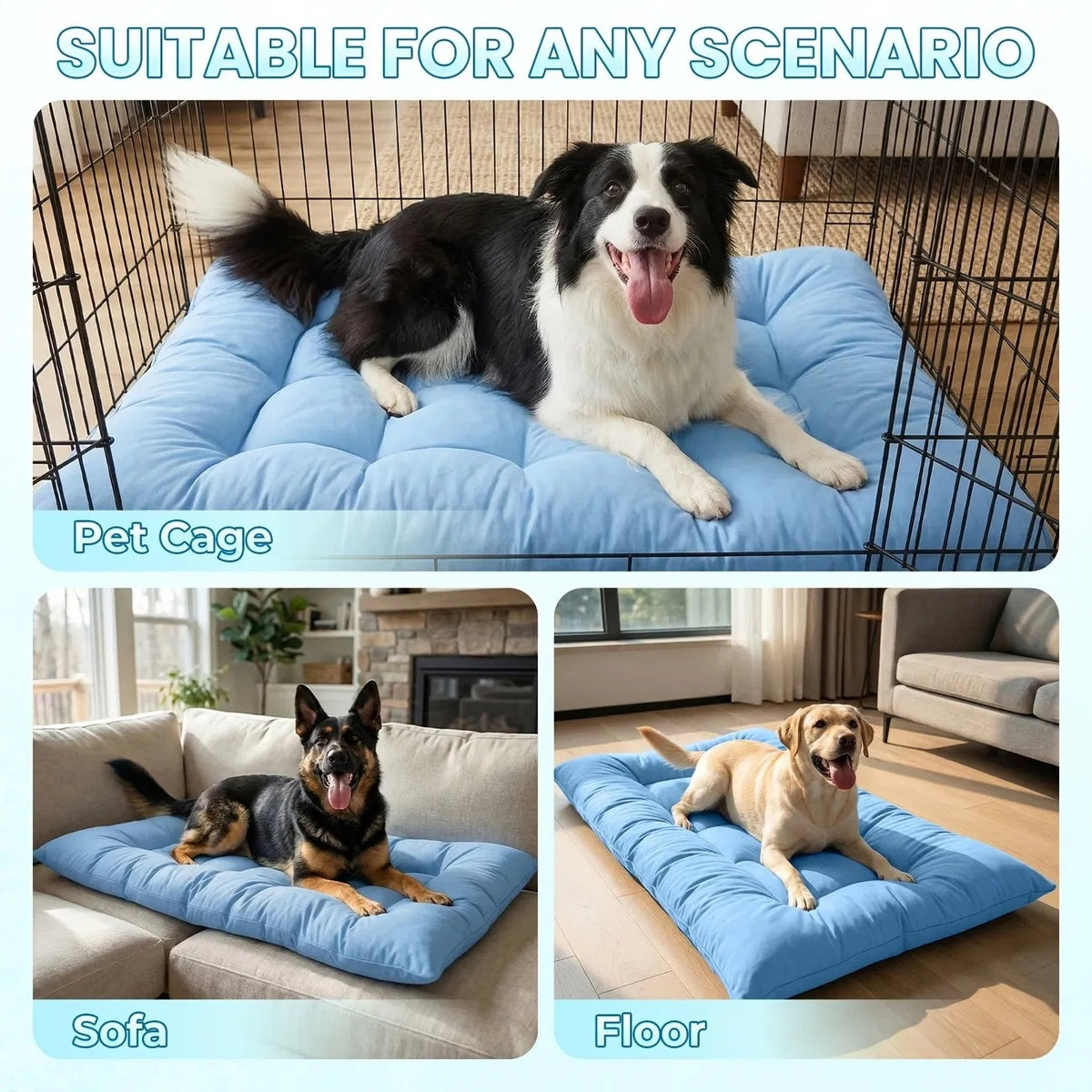 Extra-large Cooling Dog Sofa Bed Ultra-soft Plush Pet Mat With 8