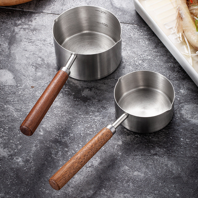 Dog Food Scoop 304 Stainless Steel Pet Measuring Cup With Wooden