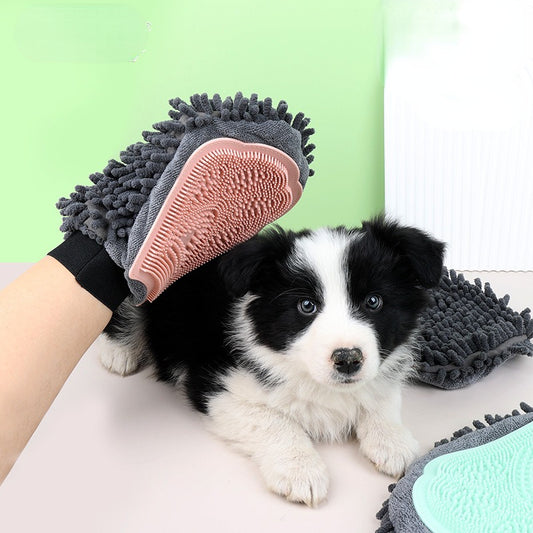 Pet Bathing Brush 2-in-1 Grooming Glove Elegant Dog Tool For