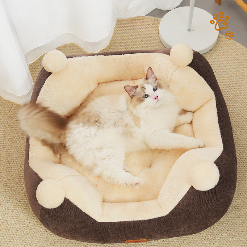 Warm Winter Cat Nest Open Rabbit Velvet Square Thick Pet Universal