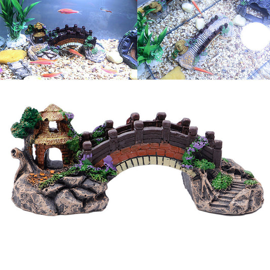 Fish Tank Aquarium Landscape Rockery Fake Bridge Landscaping