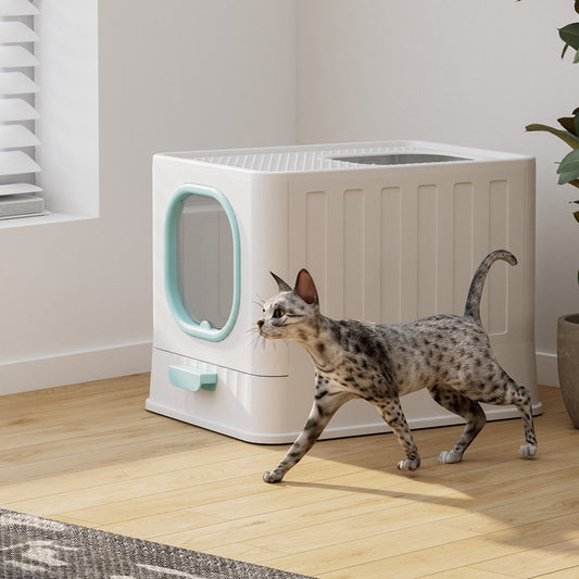 Fully Enclosed Litter Box Large Plastic Folding Deodorant