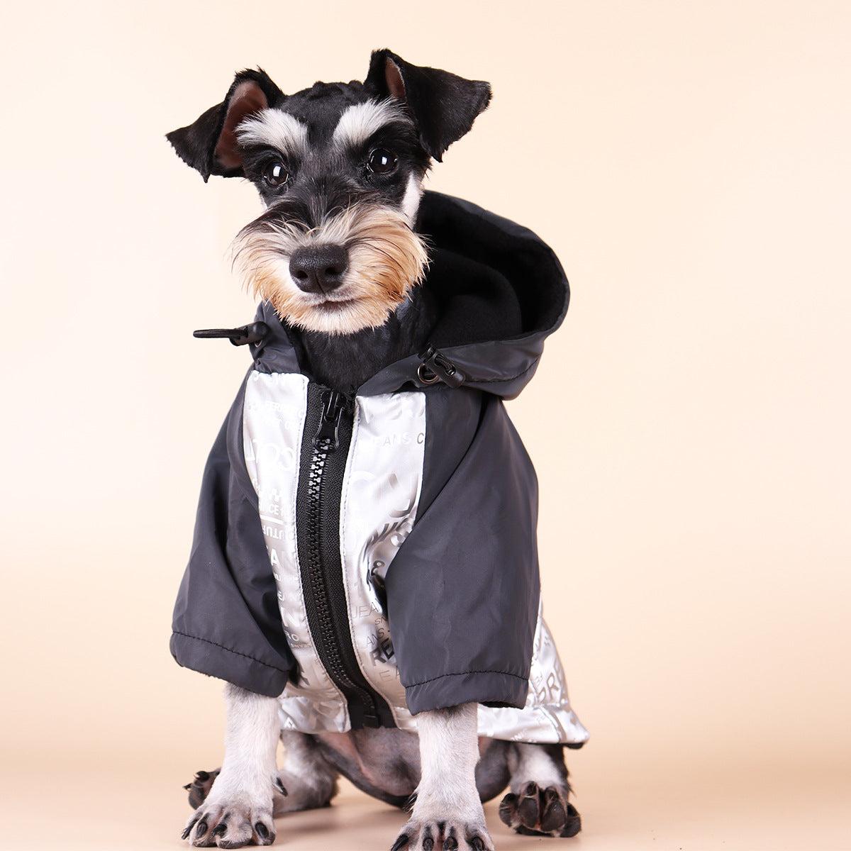 Dog Poker Jacket Reflective Raincoat Pet Cotton Clothes Warm