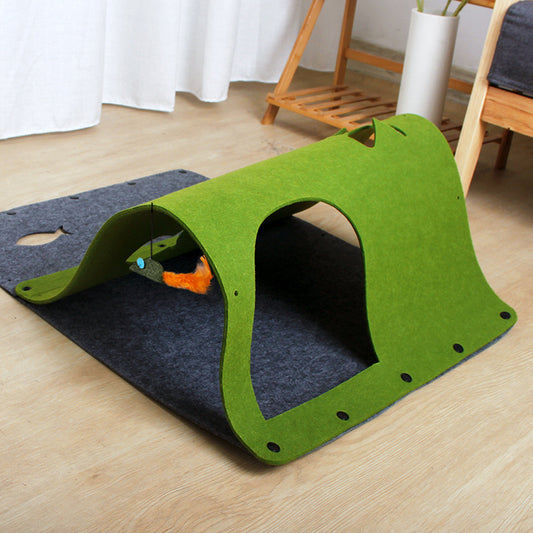 2-in-1 Diy Combined Cat Tunnel Toy Removable Felt Nest House Puppy