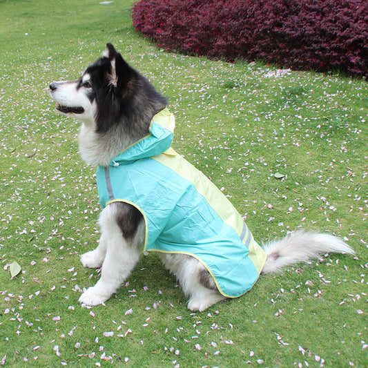 Big Dog Cloak Raincoat With Reflective Strips Husky Pug Pet