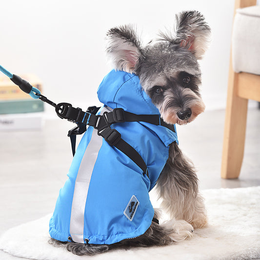 Raincoat Windbreaker Pet Chest Back Waterproof Snowproof Pet Dog