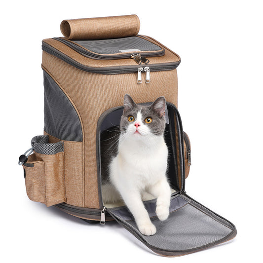 Portable Folding Trolley Pet Backpack Traveling Cat With Universal