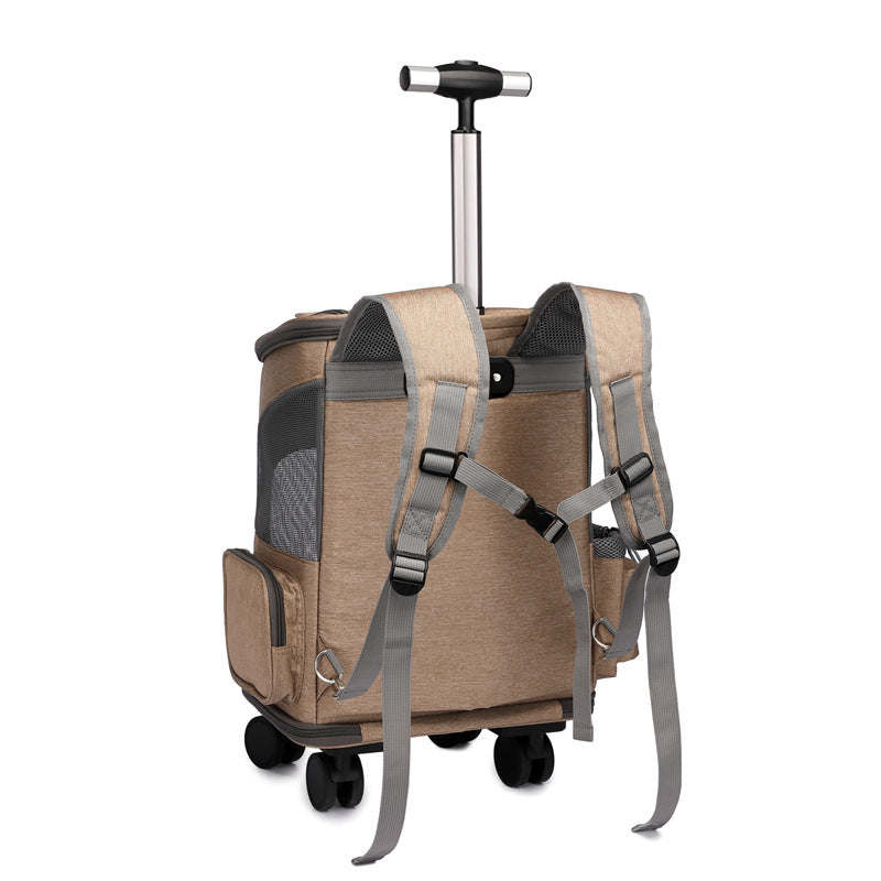Portable Folding Trolley Pet Backpack Traveling Cat With Universal