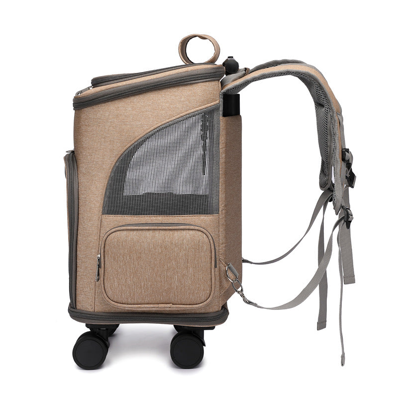 Portable Folding Trolley Pet Backpack Traveling Cat With Universal
