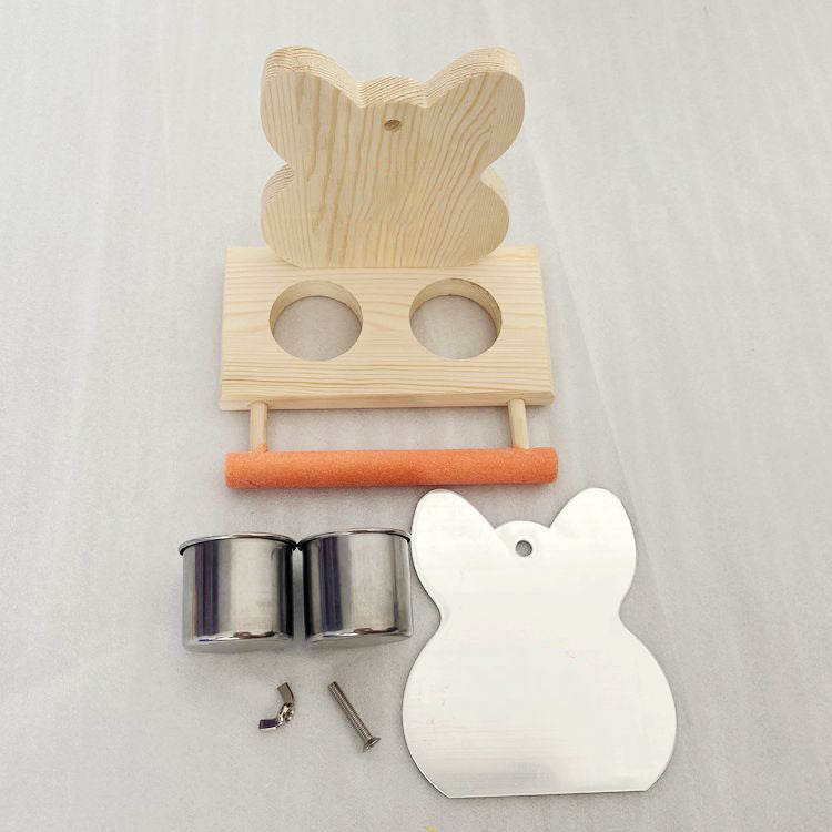 Parrot Puzzle Bird Toy Grinding Claw Stand Stainless Steel Food Cup