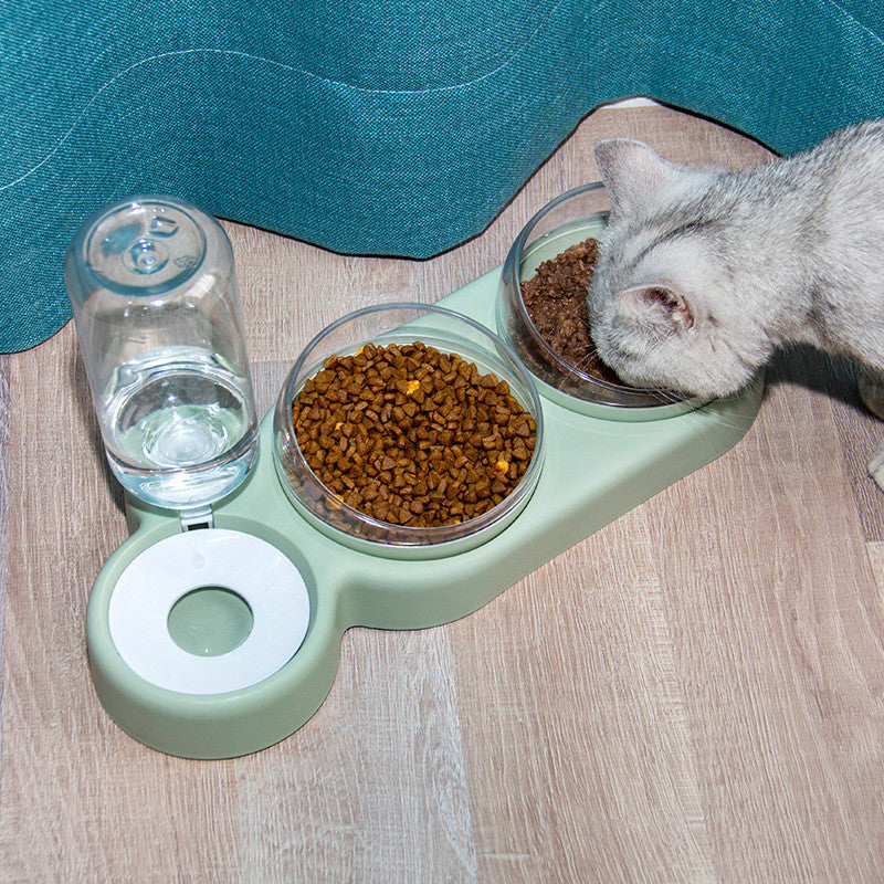 Pet Cat Bowl Automatic Feeder Dog Food With Water Fountain Double