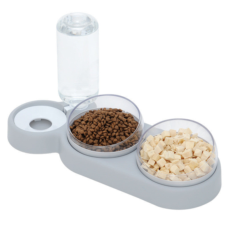 Pet Cat Bowl Automatic Feeder Dog Food With Water Fountain Double