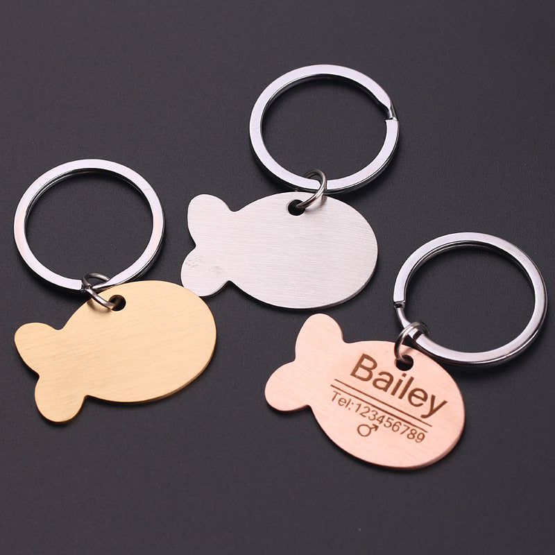 Personalized Cat Dog Pet Id Tag Keychain Engraved Pet Name For