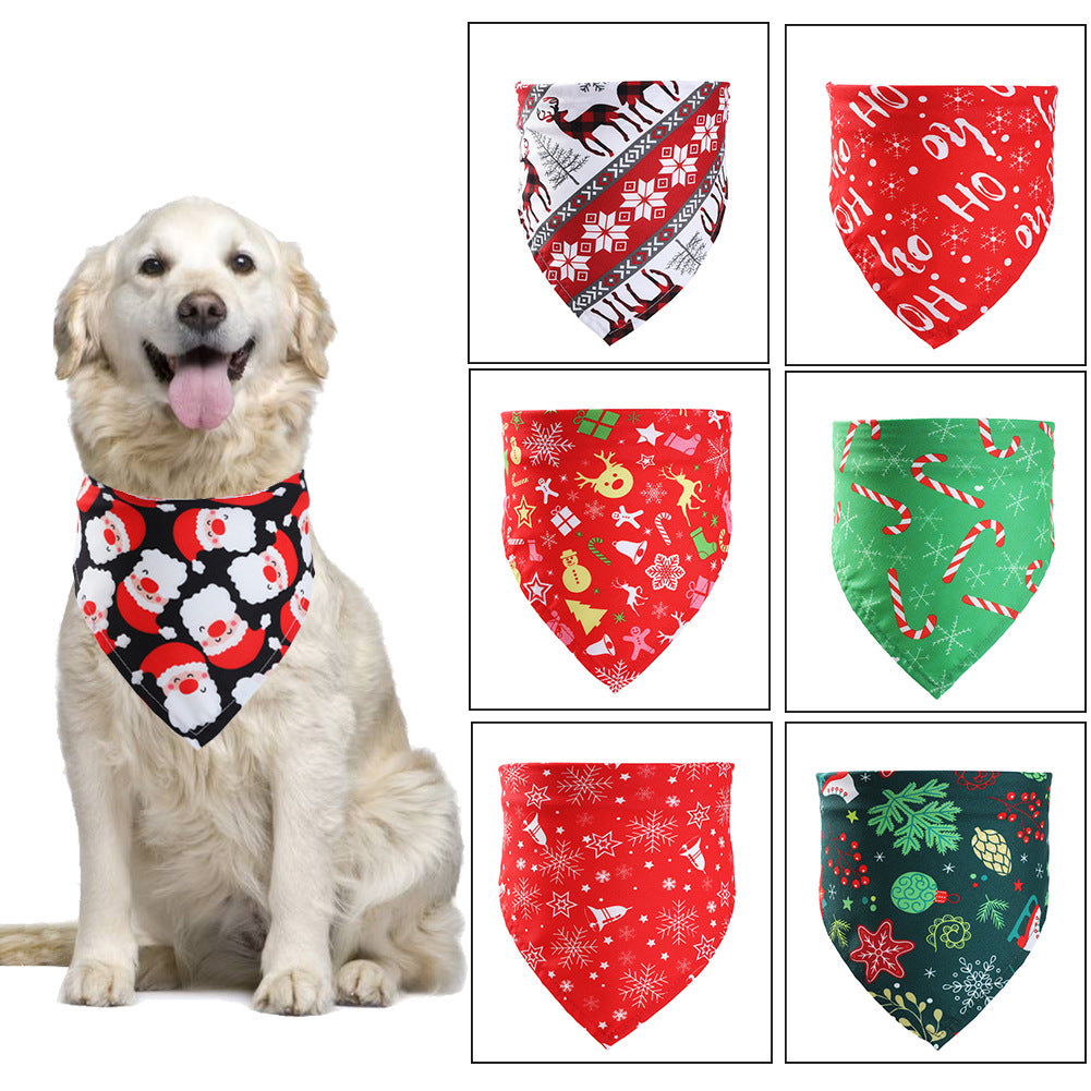 Christmas Pet Saliva Towel Amazon Hot Sale Dog Triangle Scarf Cat