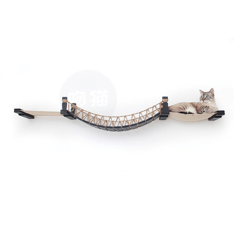 Cat Suspension Bridge Rope Ladder Hemp Soft Wooden Solid Wood Wall