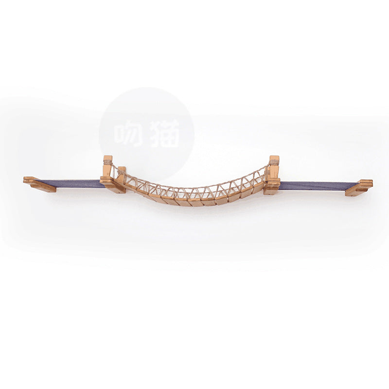 Cat Suspension Bridge Rope Ladder Hemp Soft Wooden Solid Wood Wall