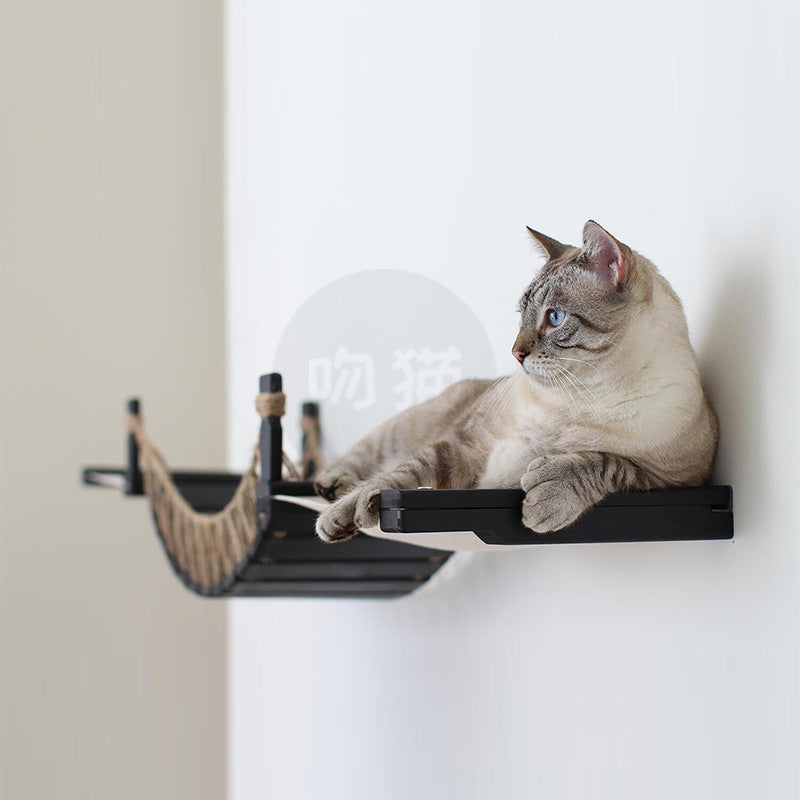 Cat Suspension Bridge Rope Ladder Hemp Soft Wooden Solid Wood Wall