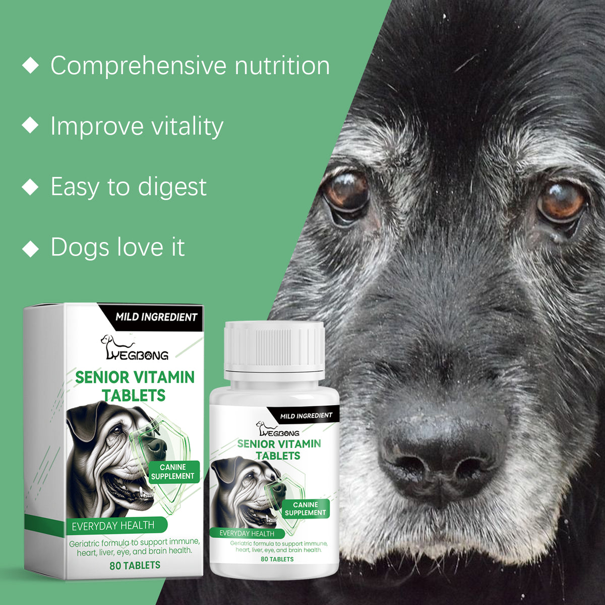 Senior Dog Vitamin Tablets Multivitamin Supplement For Older Dogs
