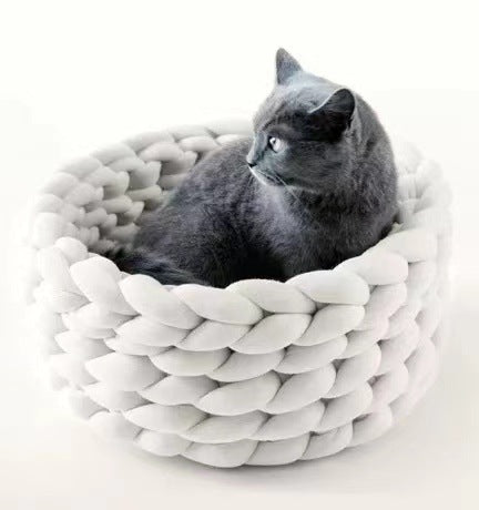 Cat House Cushion Soft Long Plush Warm Pet Mat Cute Kennel Sleeping