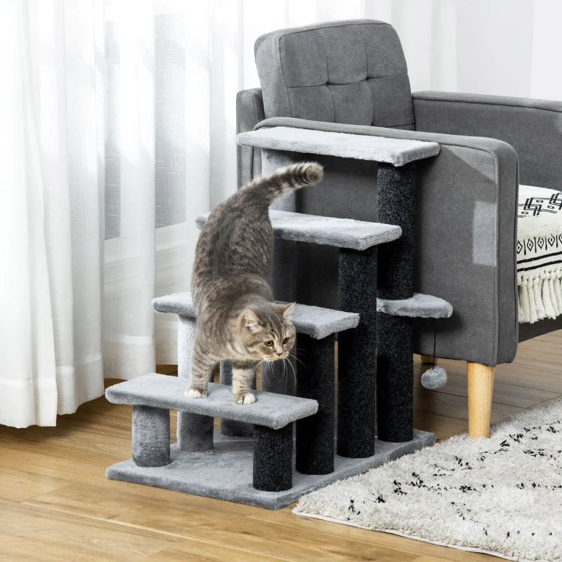 Cat Tree Tower Stair Steps With Scratching Post Hanging Play Ball