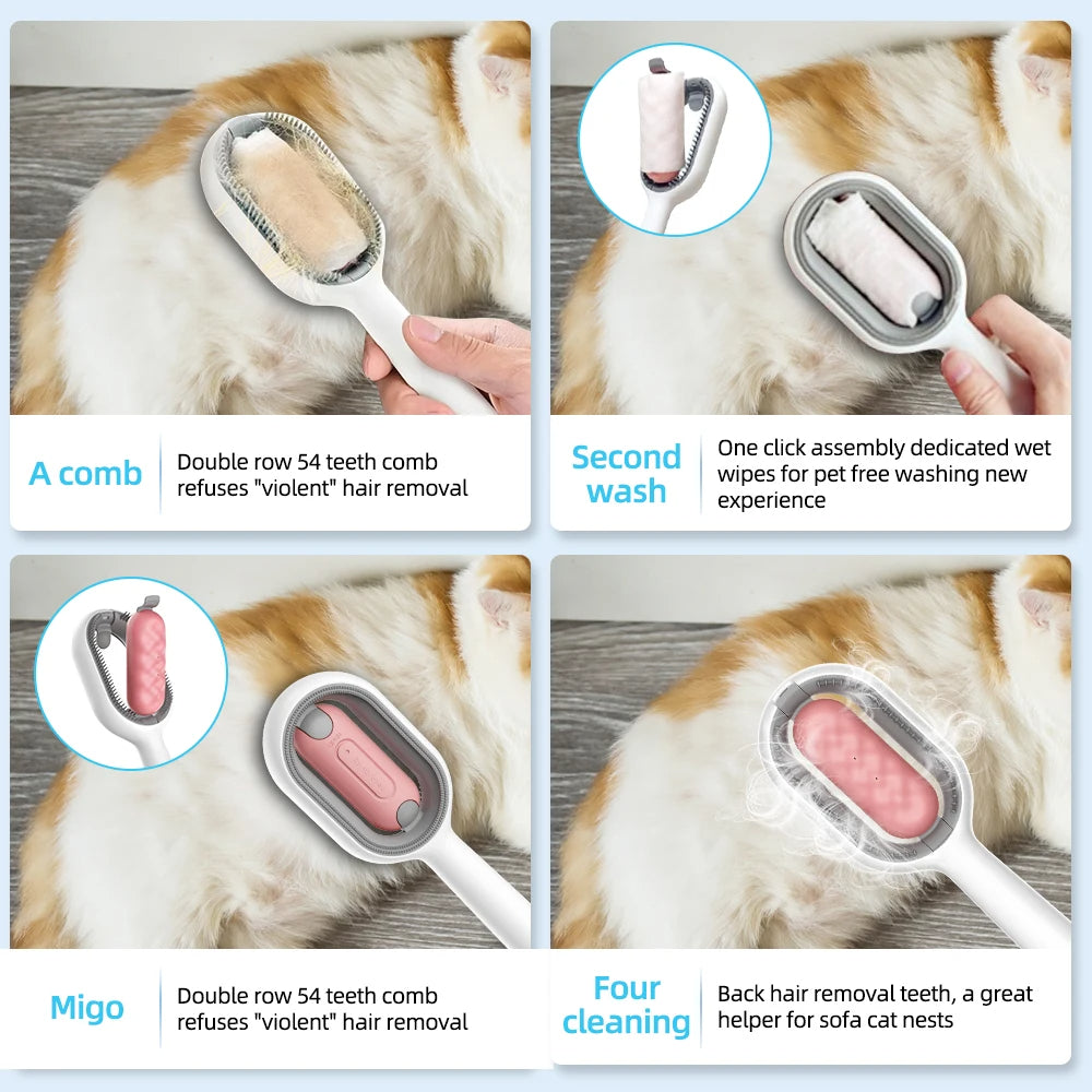 Cat Hair Brush With Water Sticky For Cats 4 In-1 Grooming Creative
