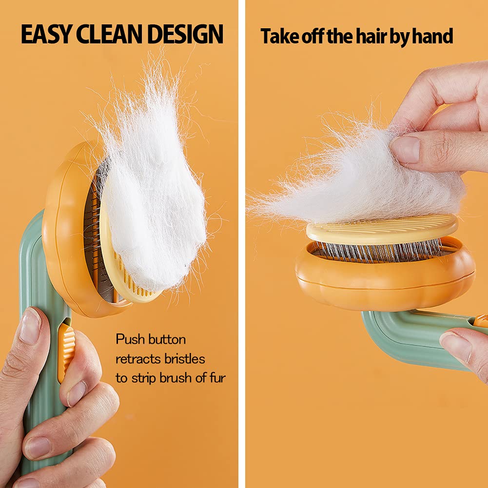 Pet Pumpkin Brush Pet Grooming Self Cleaning Slicker For Dogs Cats