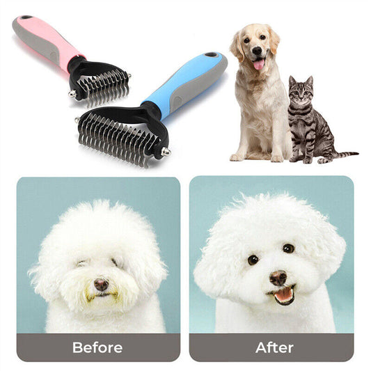 Grooming Brush For Pet Dog Cat Deshedding Tool Rake Comb Fur