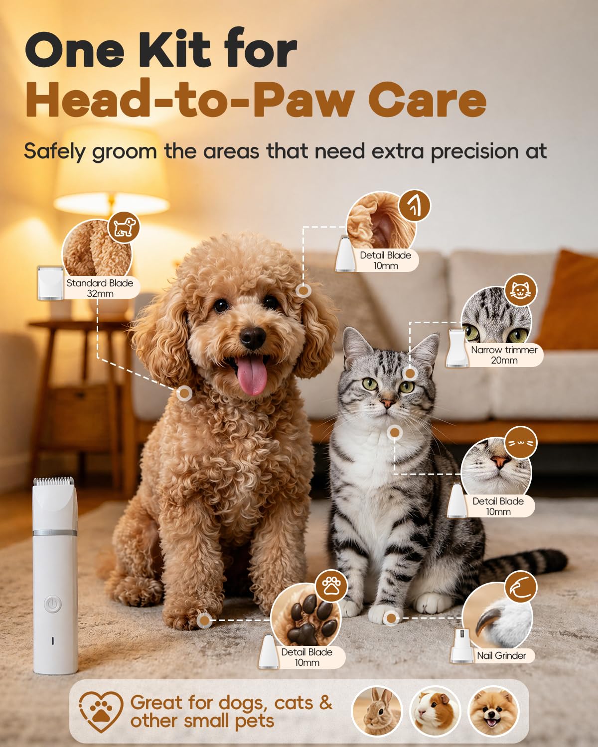 Dog Clippers Grooming Kit Hair Clipper-low Noise Paw Trimmer-