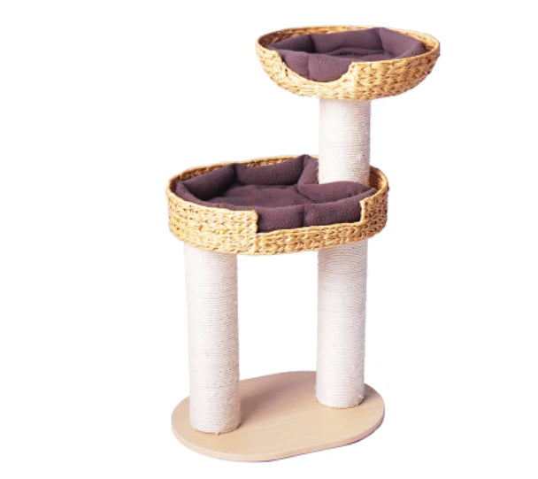 Green Song Woven Cat Climbing Frame With Thick Posts Tree Bed And