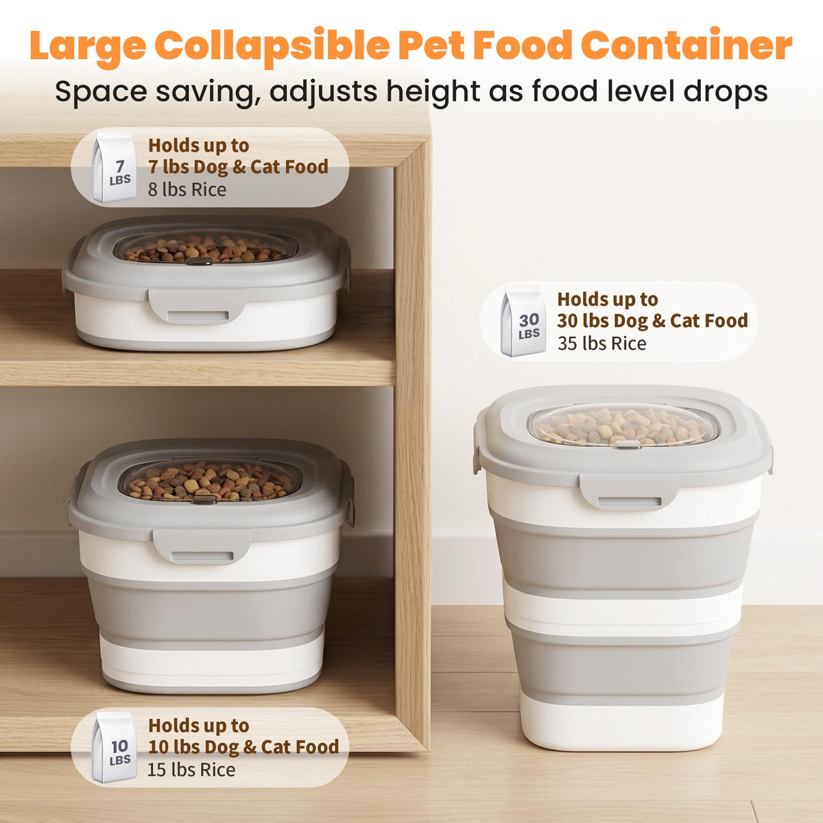 Dog Food Storage Container With Wheels Collapsible Pet With Clear