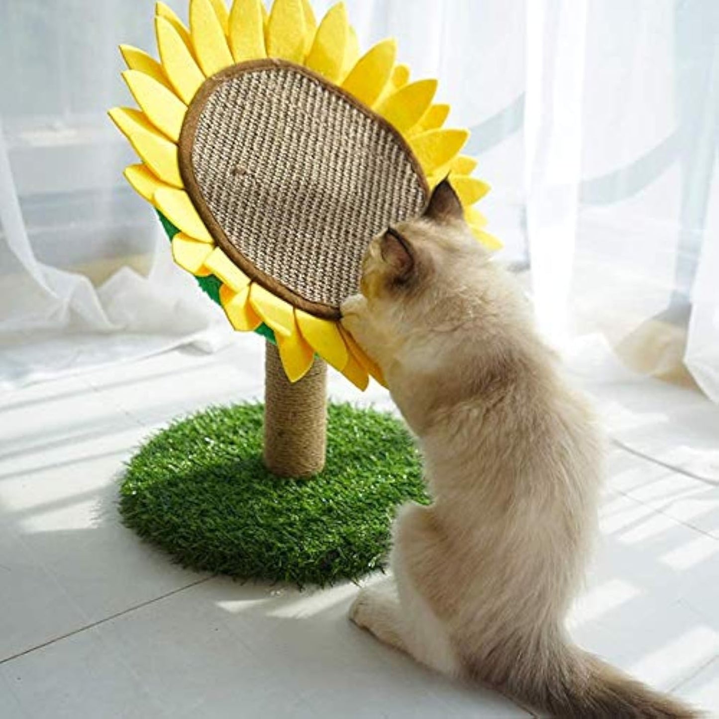 Sisal-covered Cat Claw Scratcher Pole With Sunflower Scratching