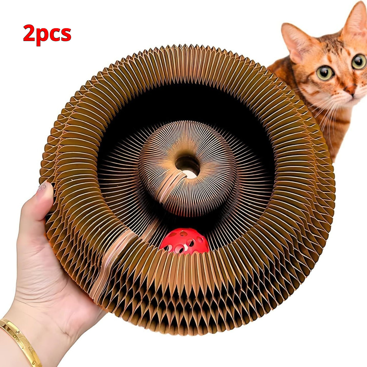Cat Toy With Bells Accordion-style Scratching Post For Cats