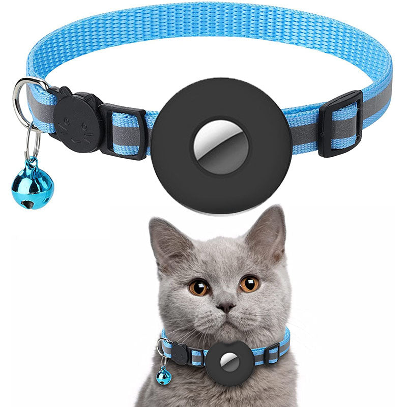 Airtag Pet Collar With Bell Reflective Adjustable Anti-lost Cat Dog