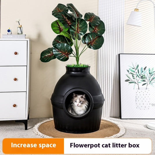 Hidden Fully Enclosed Green Plant Cat House Toilet Litter Box