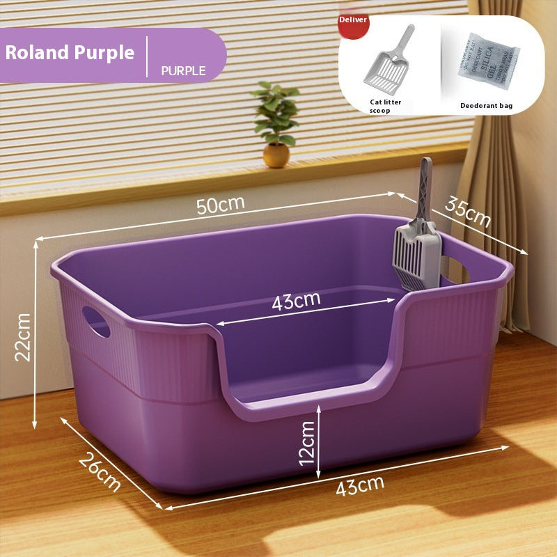 Oversized Splash-proof Cat Litter Box Open Semi-closed Toilet
