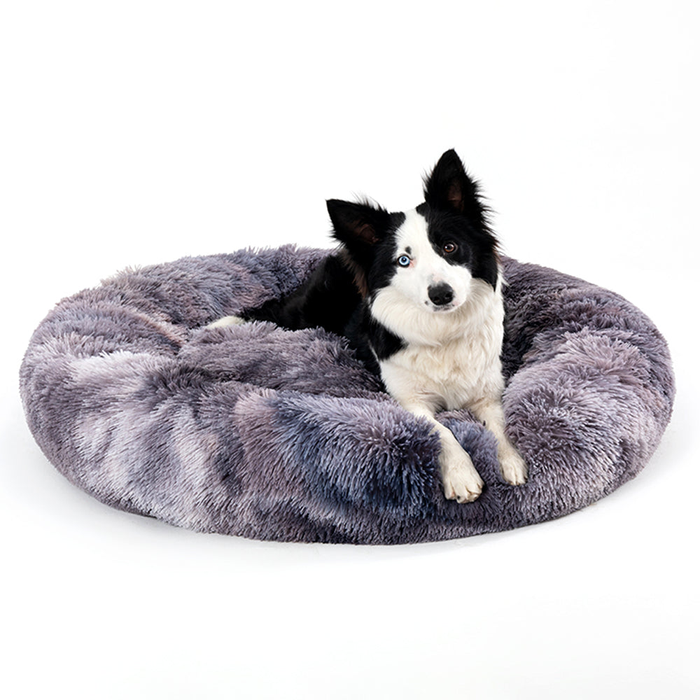 Fluffy Donut Dog Bed Warm Soft Long Plush Pet Cushion House Cat