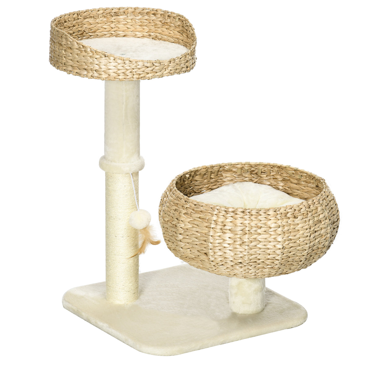 72cm Cat Tree Kitten Tower With Sisal Scratching Post Two Beds Toy