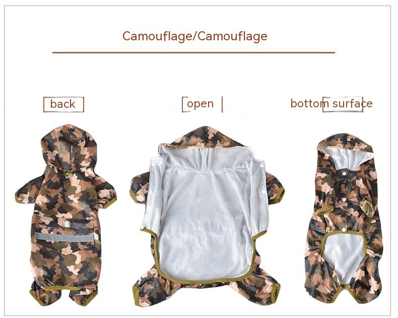 Pet Raincoat Dog Four-leg Hooded
